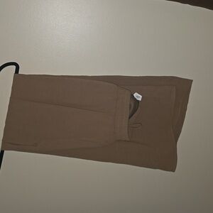 Wide leg elastic fit tan pants